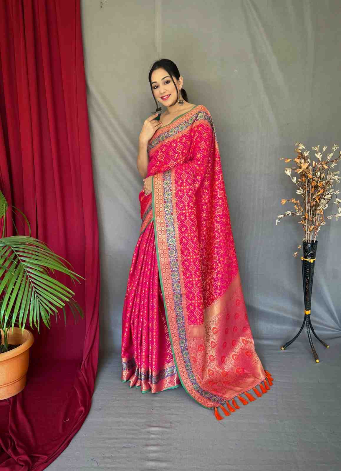 women's wear beautiful bandhej patola silk saree