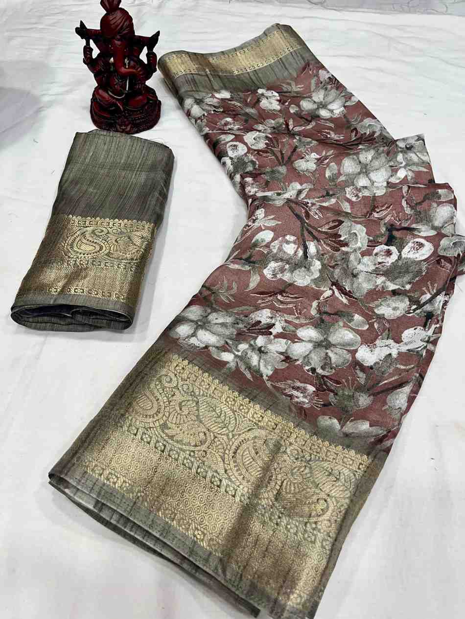 Women's wear printed saree with silk border