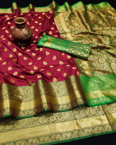 Megenta Color Soft Banarasi Silk Saree