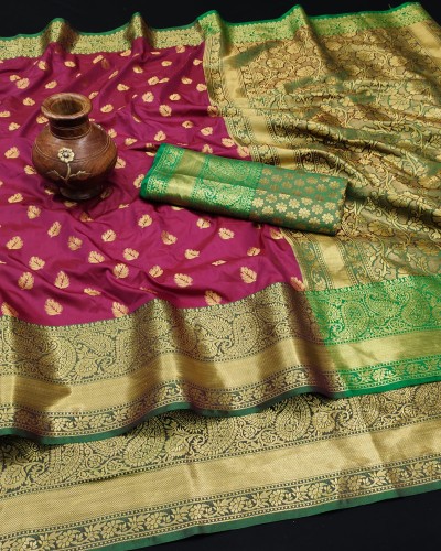 Purple Banarasi  Soft Silk Saree