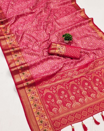 women's wear bandhani design in organza silk fabric