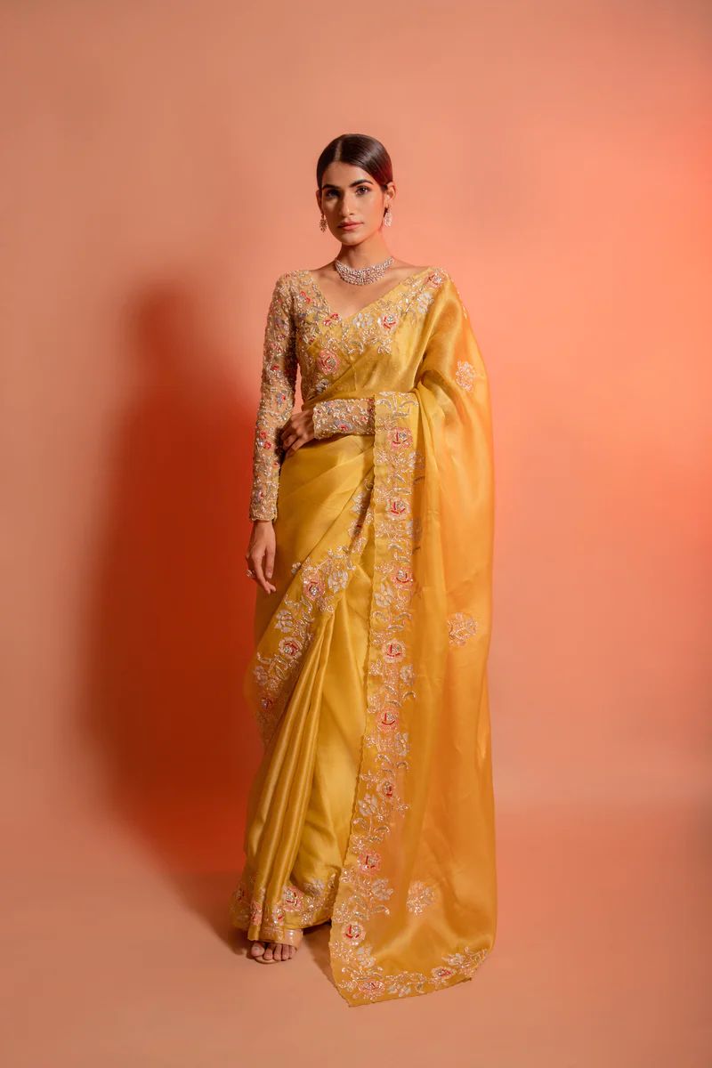 women's wear beautiful organza work saree