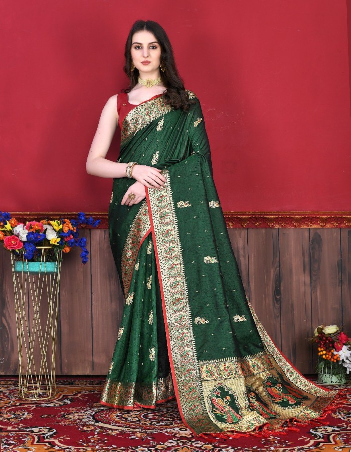 Green Paithani Silk Saree