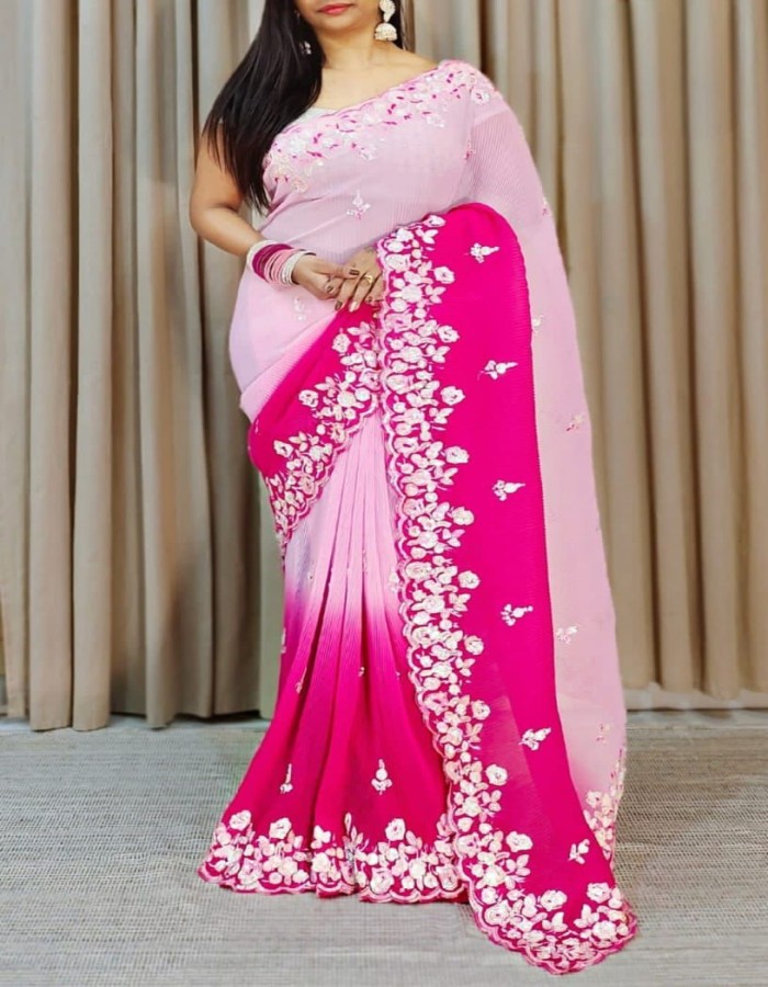 women's wear beautiful saree in crush fabric with sequence work