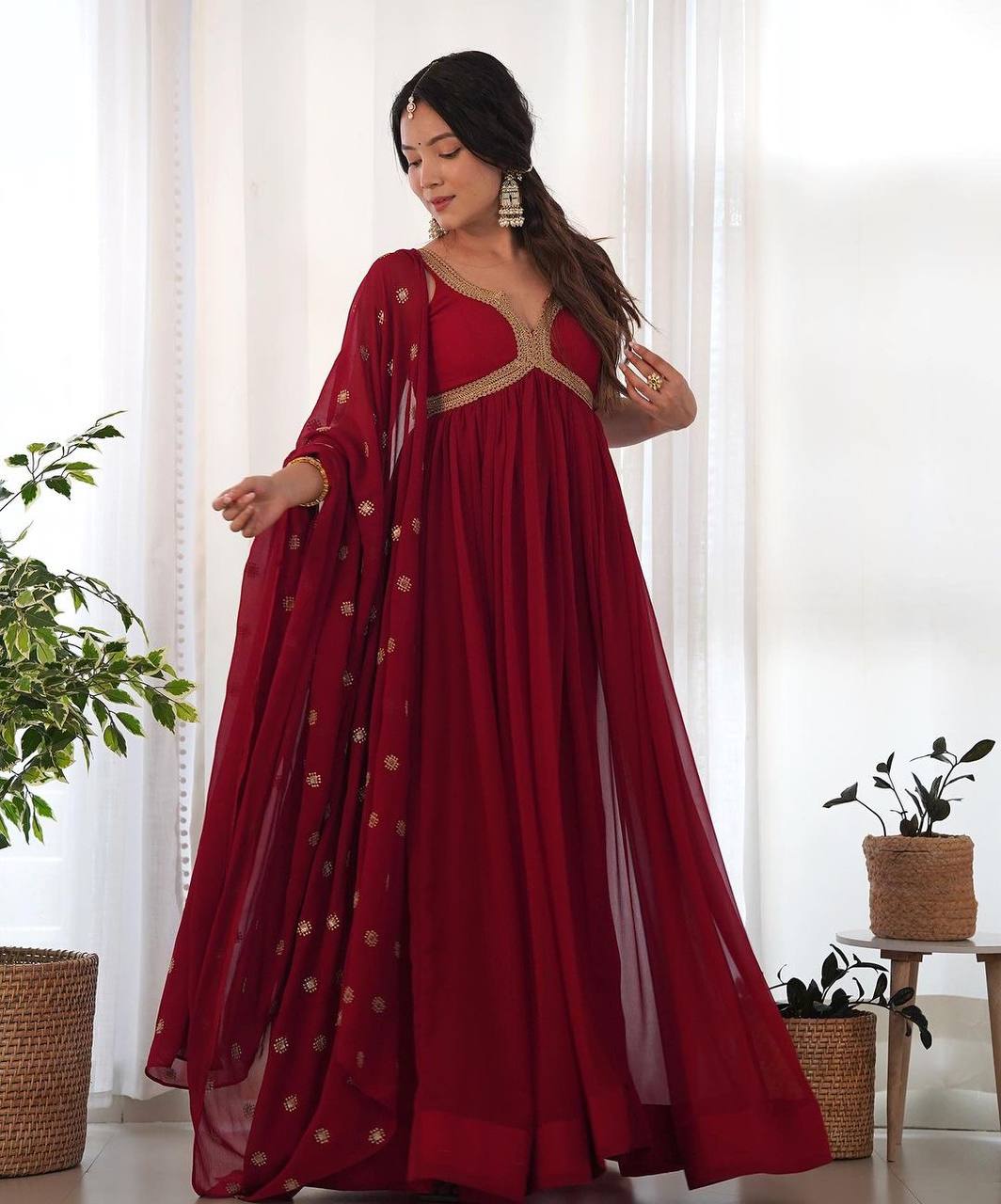 Party wear beautiful embroidery work Gown