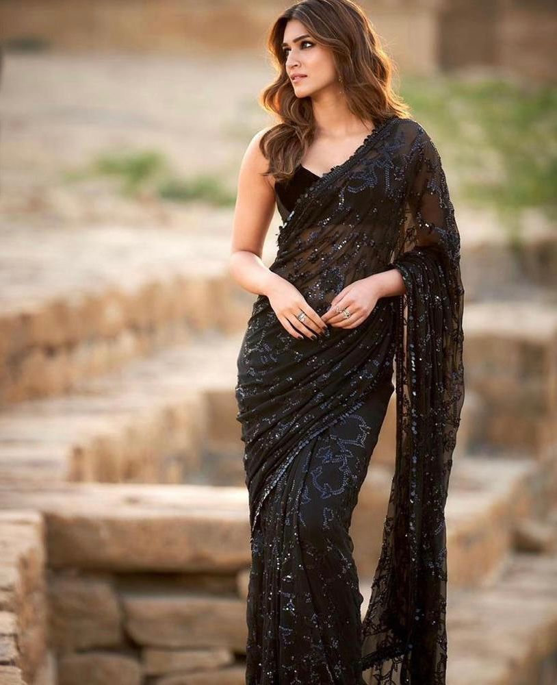 Black Color Sequence work saree