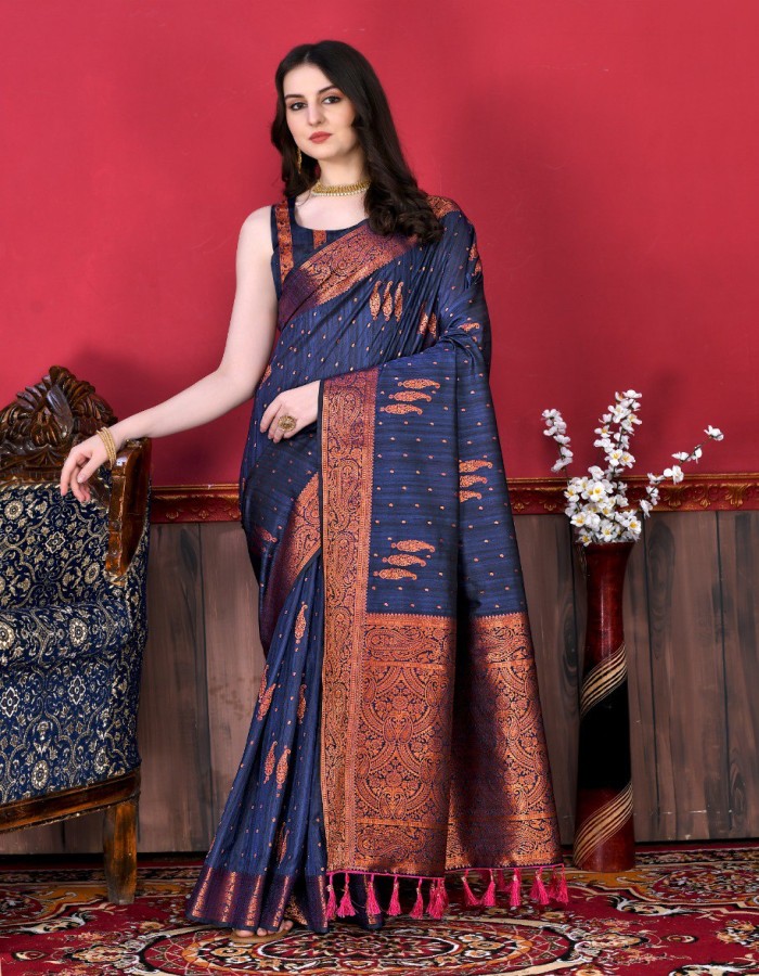 Violet Color Banarasi  katan silk saree