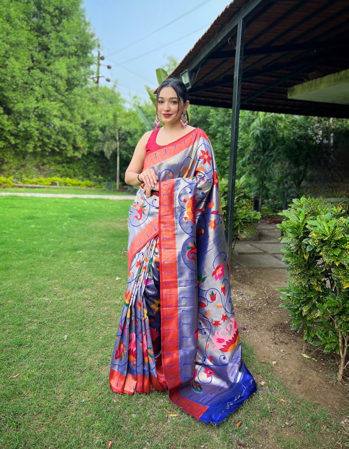 Royal Blue Soft Paithani Silk Saree