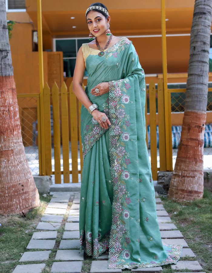 Women's wear embroidery work saree