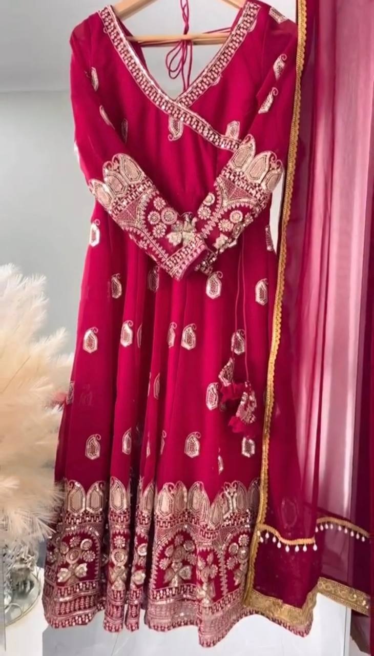 women's wear beautiful embroidery work gown with dupatta
