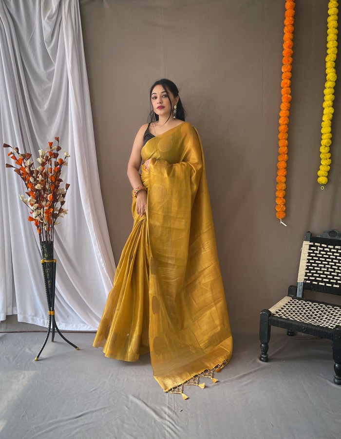 Gold Color Tissue silk saree