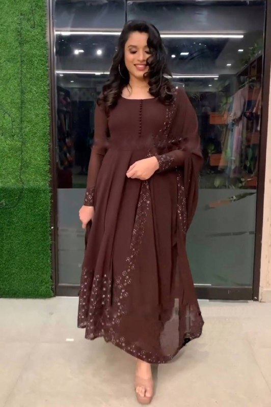 Brown Color Gown Bottom with dupatta