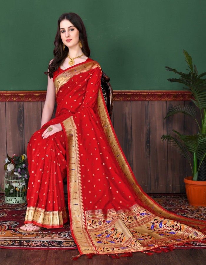 Red Color Paithani silk saree