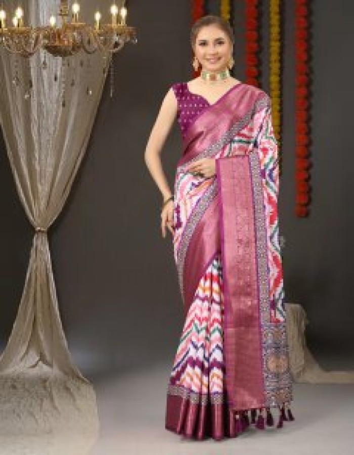 Soft Silk Kalamkari Printed Saree