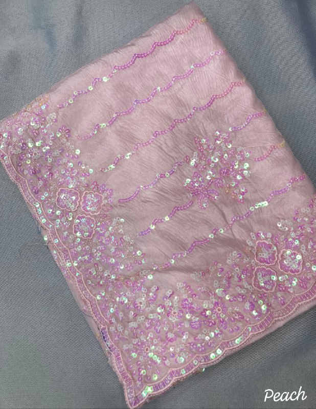 Pink Color Organza embroidery Work saree