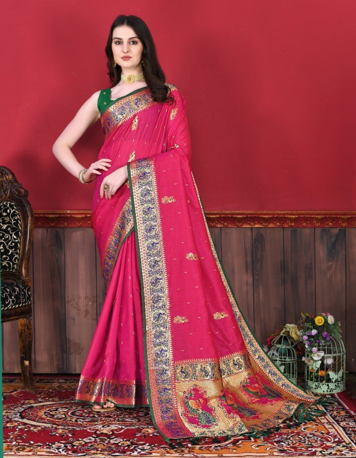 Pink Color Paithani Silk Saree