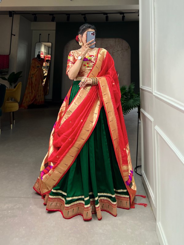 women's wear paithani silk lahengha choli