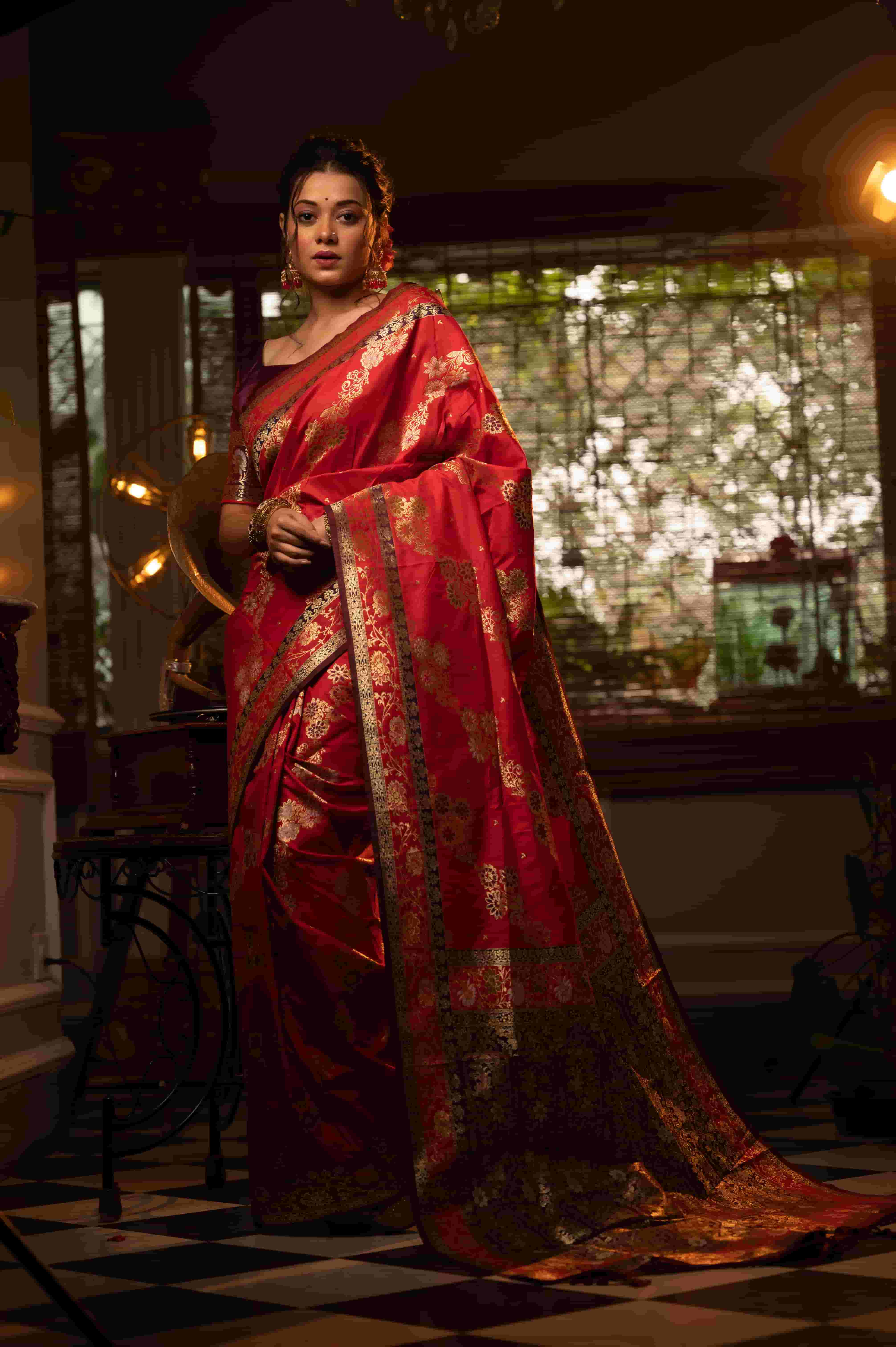 Red Color Banarasi Silk Saree