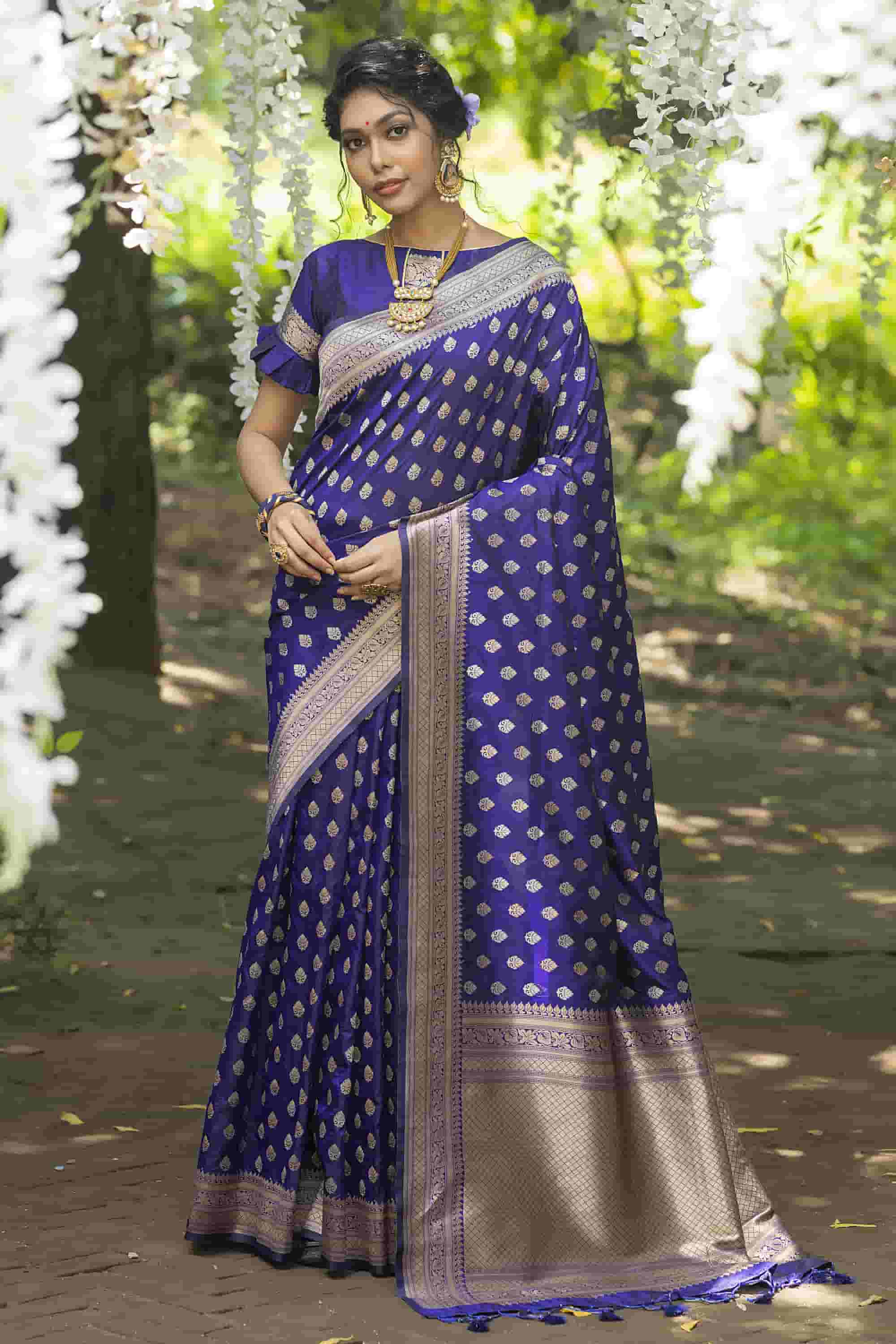 Royal Blue Color Banarasi katan Silk Saree