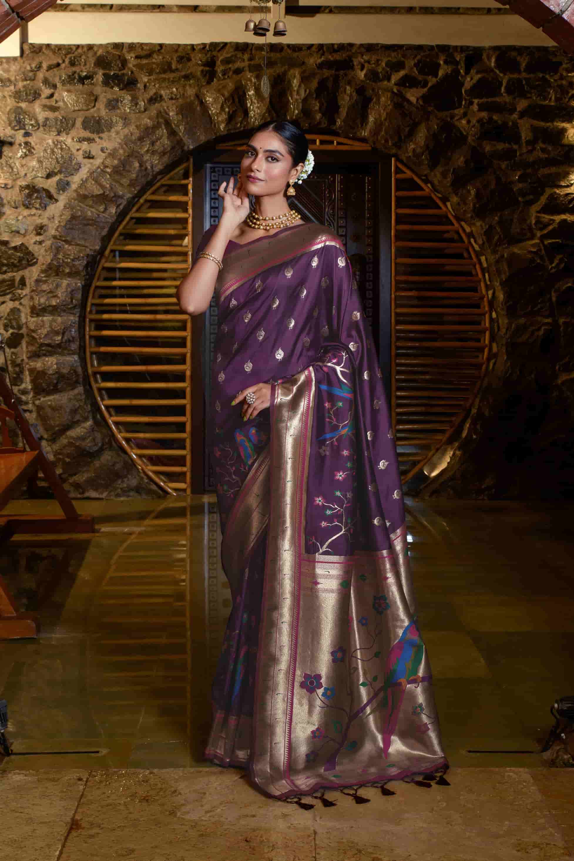 Purple Color Paithani Silk Saree