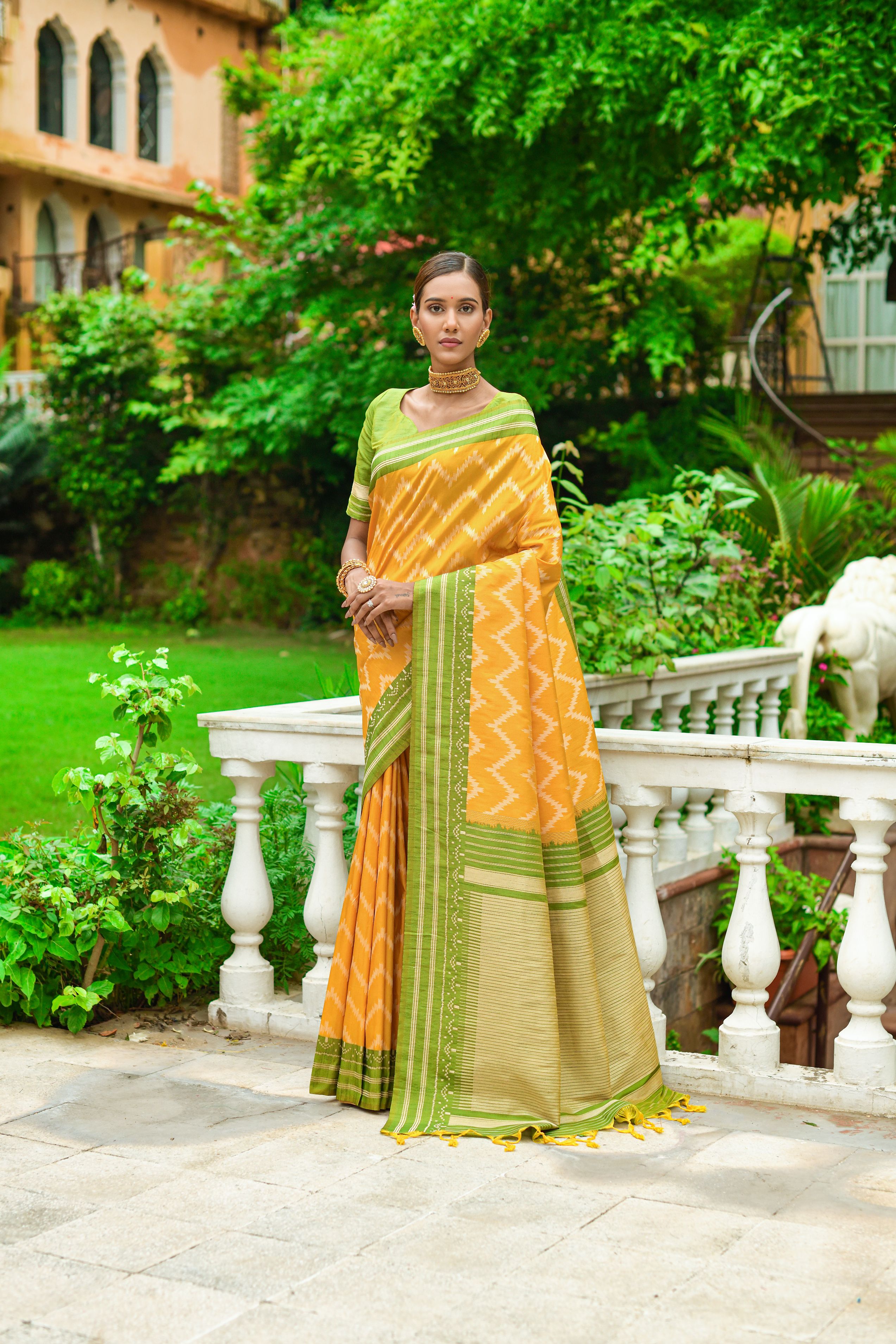 Yellow Color Banarasi Raw Silk Saree