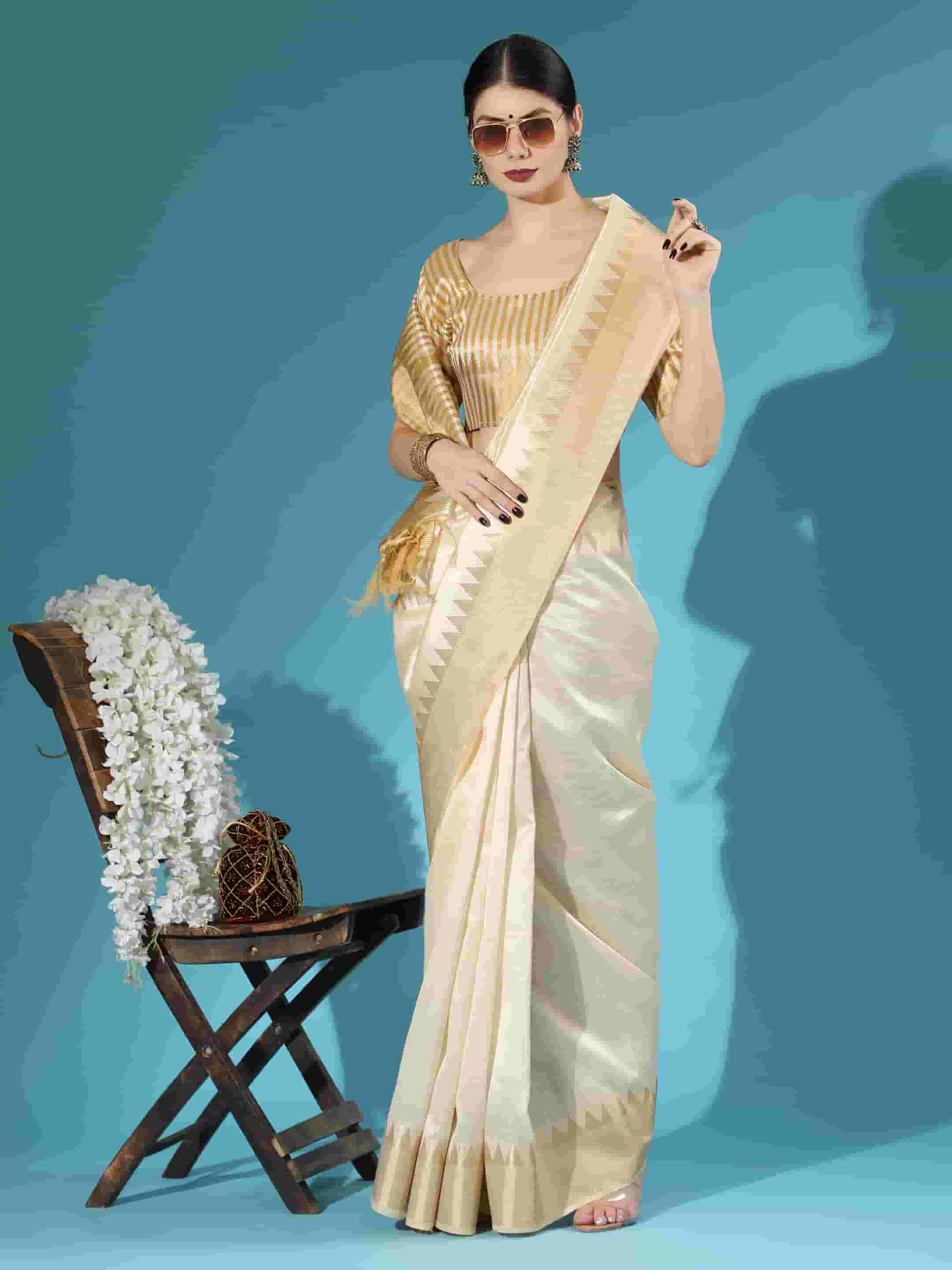Asam silk plain saree with blouse