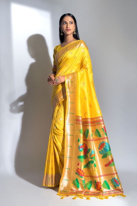 Yellow Color Paithani Silk Saree