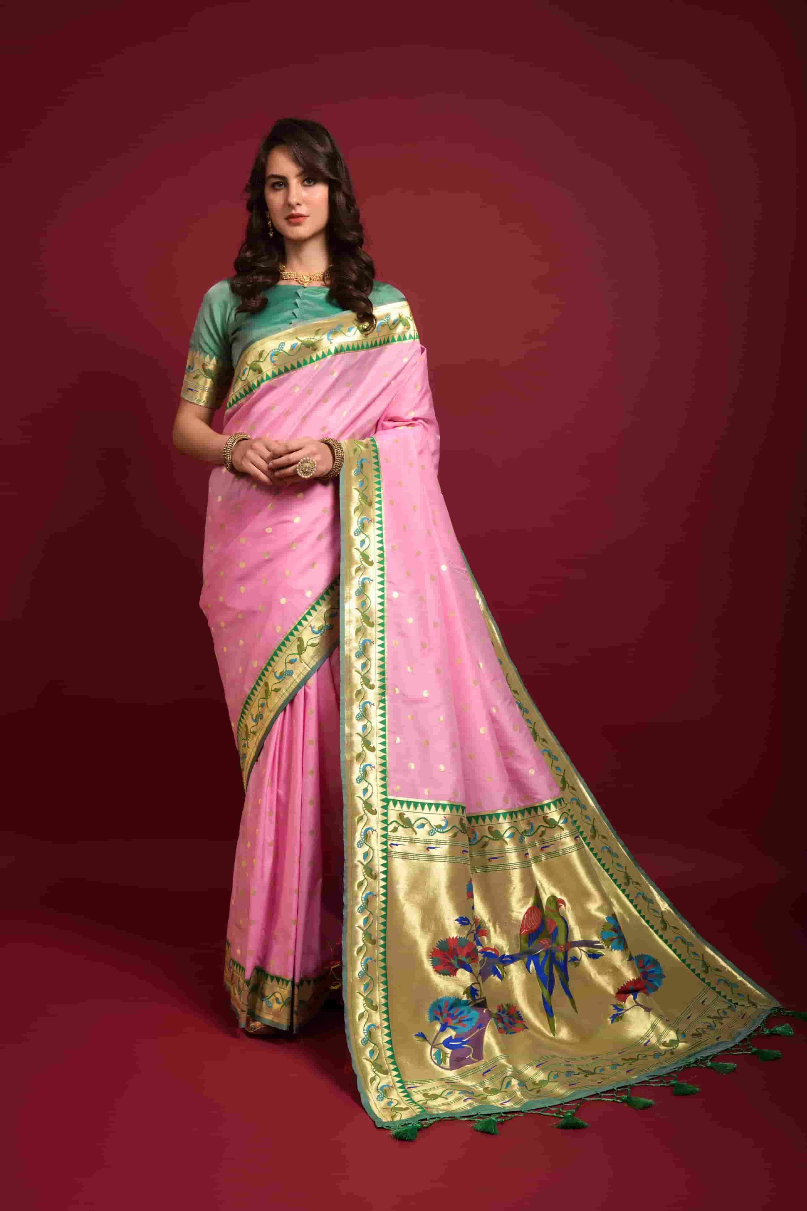Light Pink Paithani Silk Saree