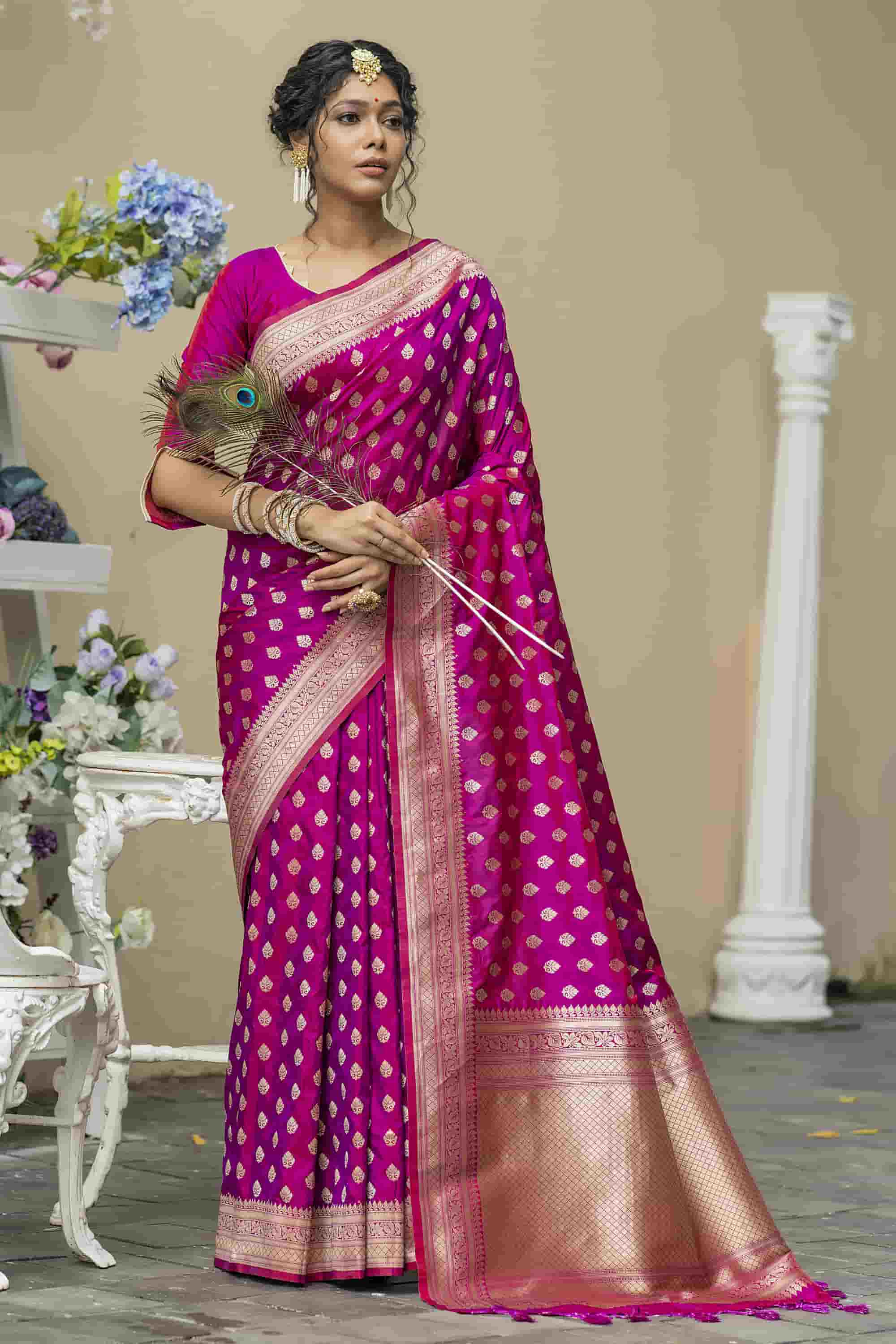 Purple Color Banarasi Katan Silk Saree