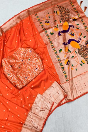 Orange Color Kanjivaram Silk Saree