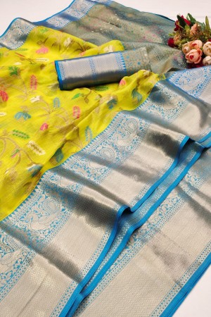 Yellow Color Cotton Silk Saree