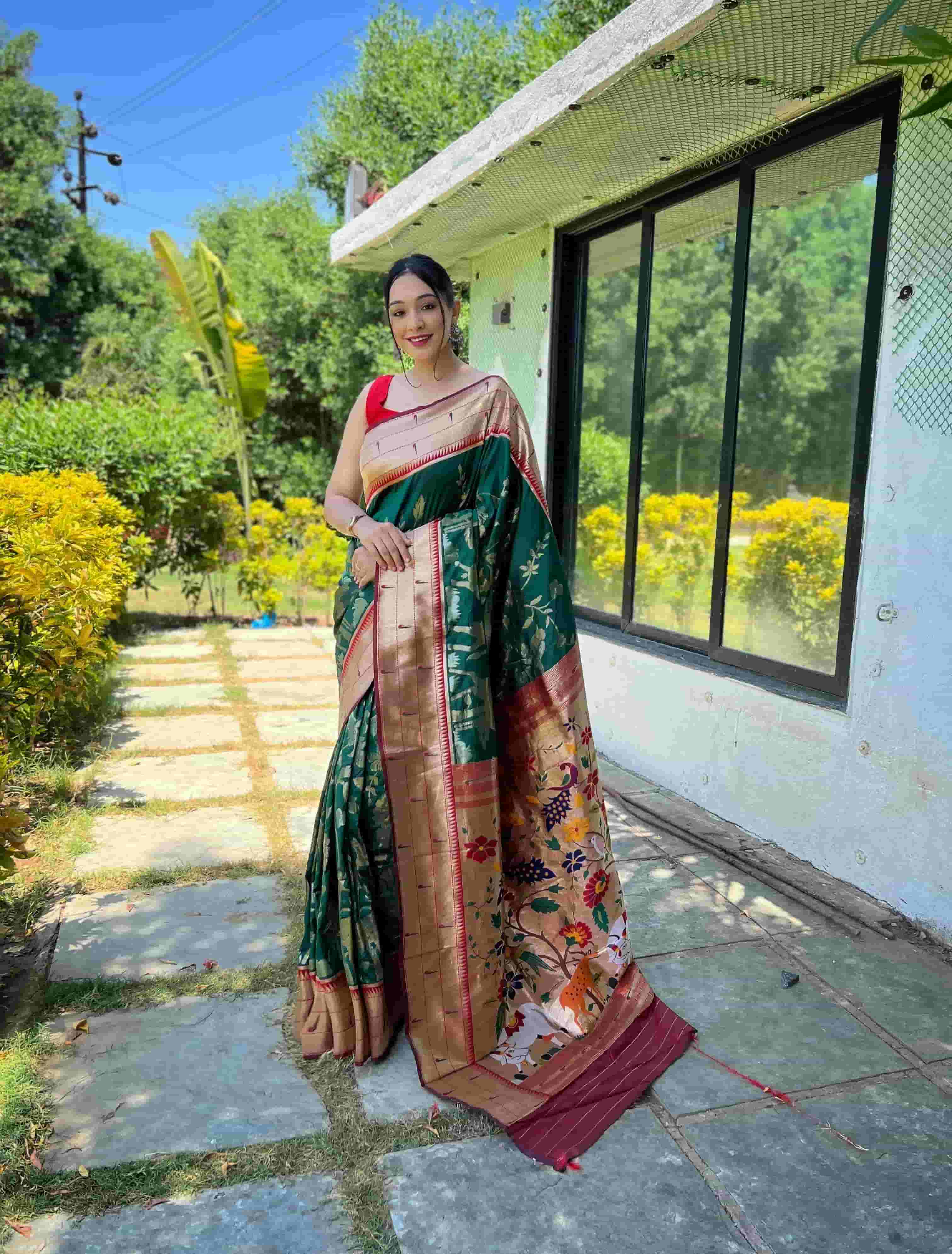 Green Soft Paithani Silk Saree