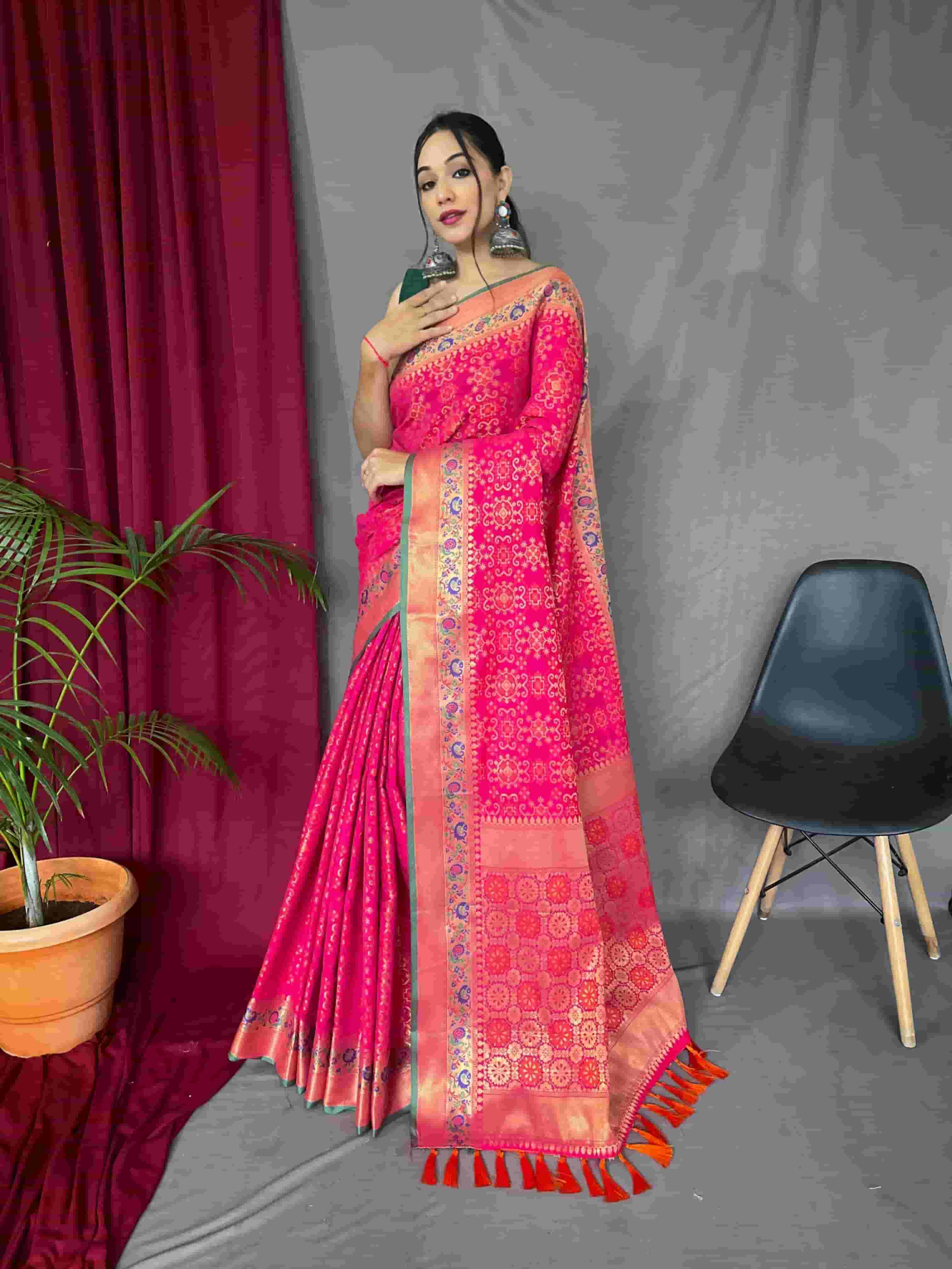 Pink Patola Silk Saree