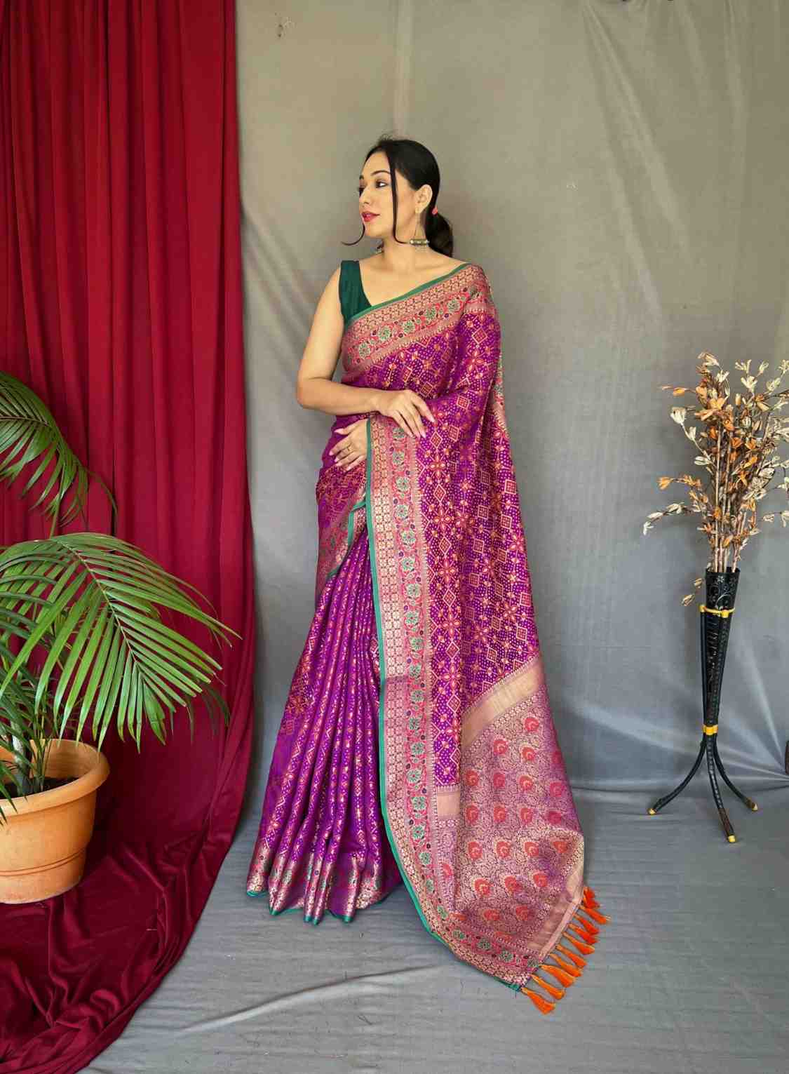 Purple Soft Patola Silk Saree