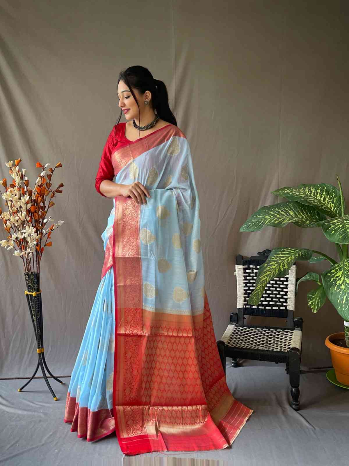 Rama Linen Silk Saree