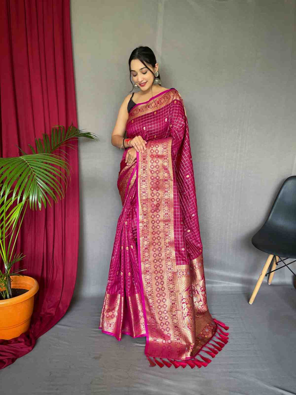 Pink Banarasi Silk Saree