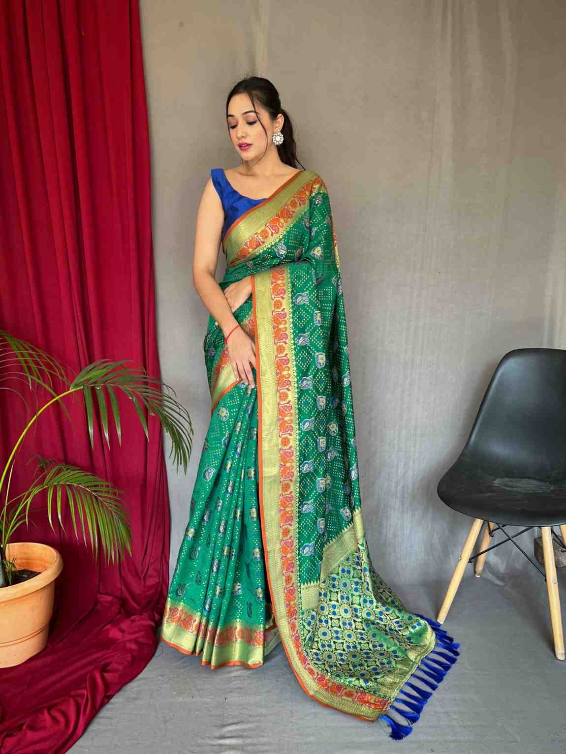 Green Color Patola Silk Saree