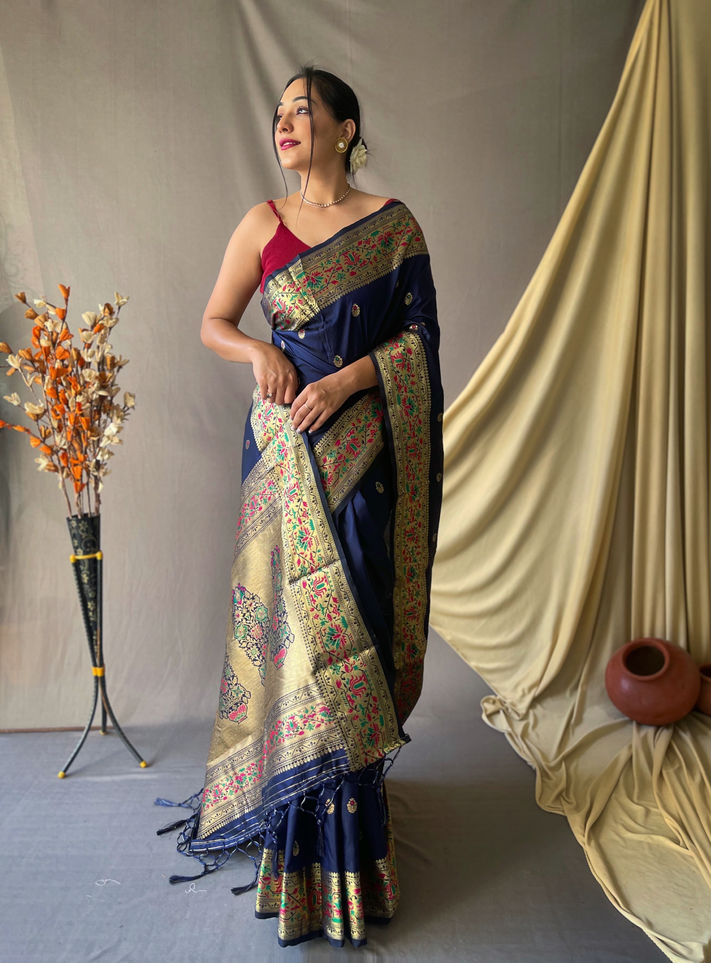 Royal Blue Paithani silk Saree