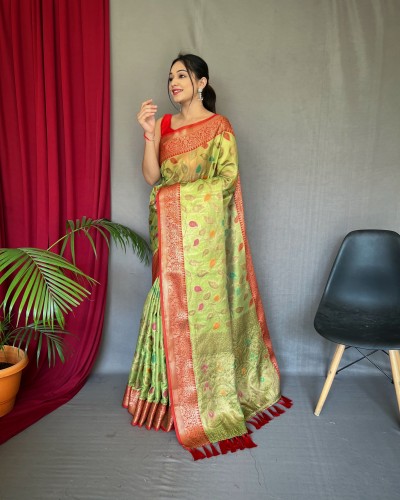 Green Color Tissue Silk Saree