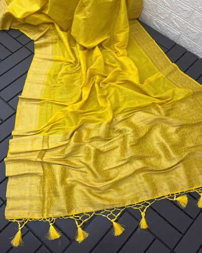 Women's Wear Dola Silk Fabric With beautiful both side zari border