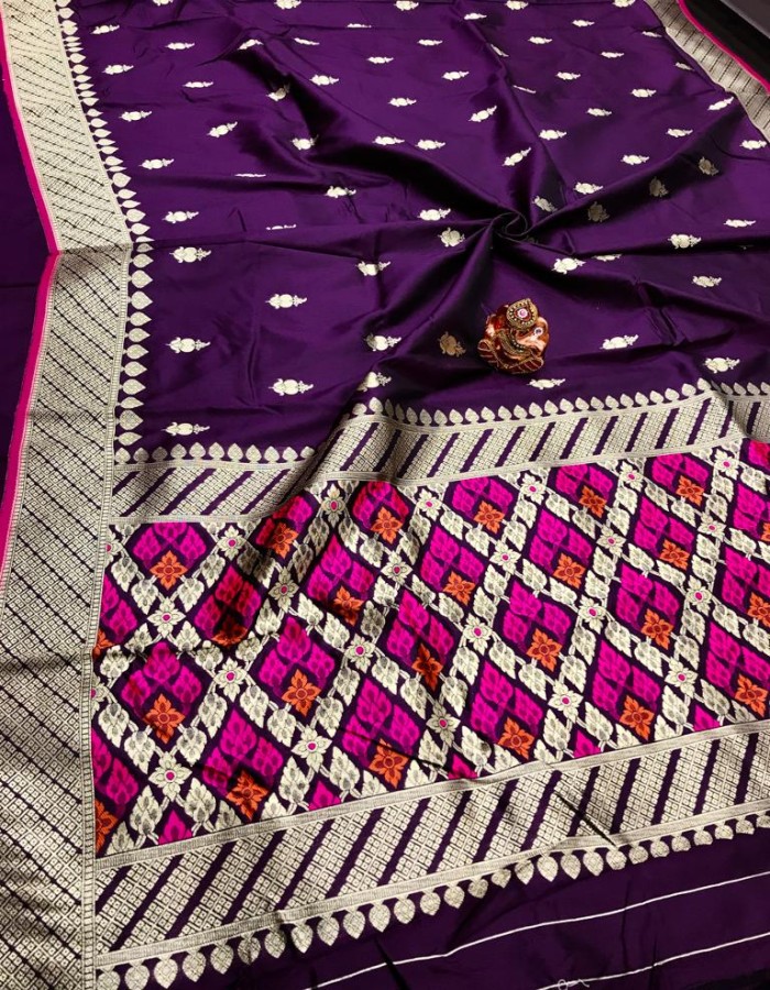 Purple Soft Banarasi Silk saree