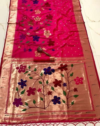 Pink Soft Kanjivaram Silk Saree