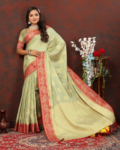 Green Color Cotton Silk Saree