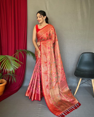 Pink Soft Tissue Silk Saree