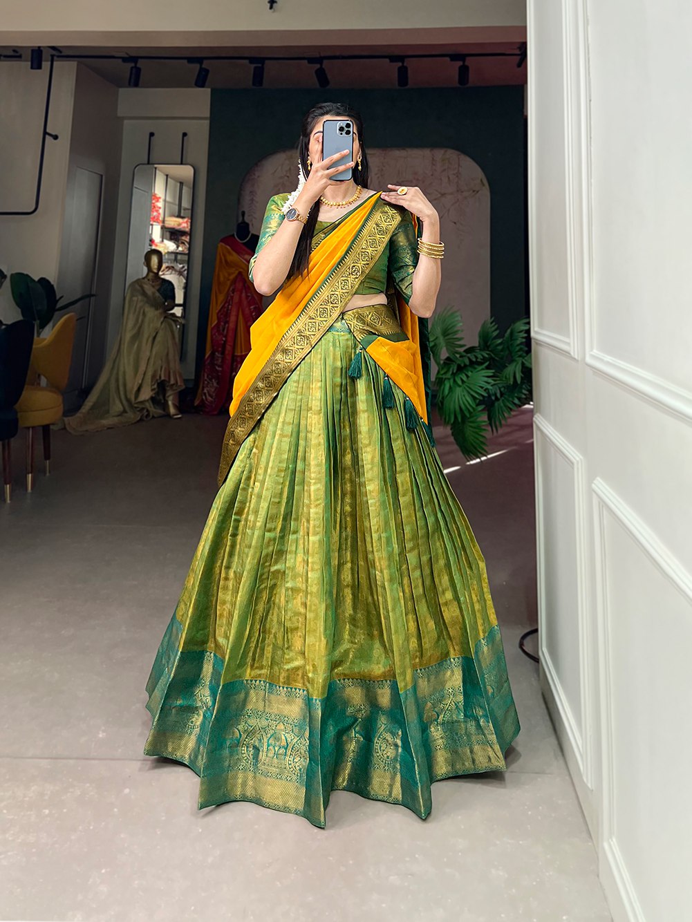 Perrot Green Color Lahenga Choli