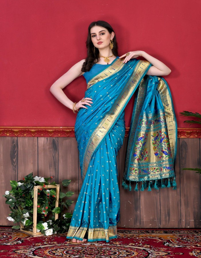 Royal Blue Color Paithani Silk Saree