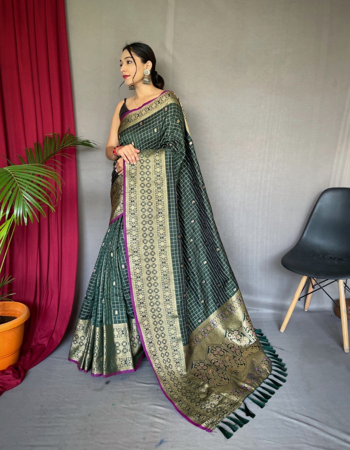 Mahendi Green Color Handloom Silk saree