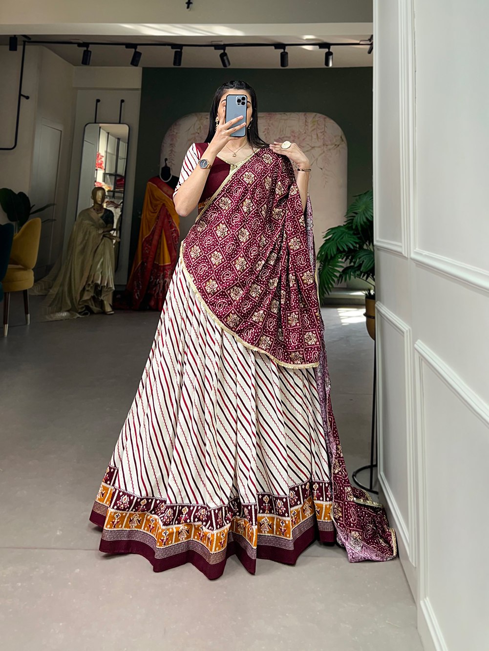 Wine Color Laheriya Lahenga Choli