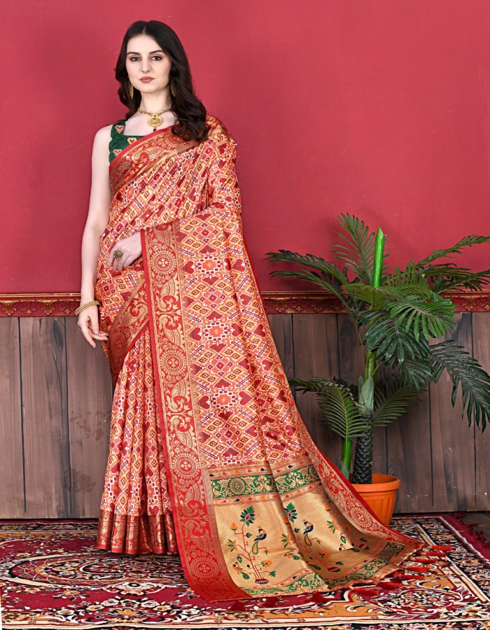 Red Color Patola Print Saree