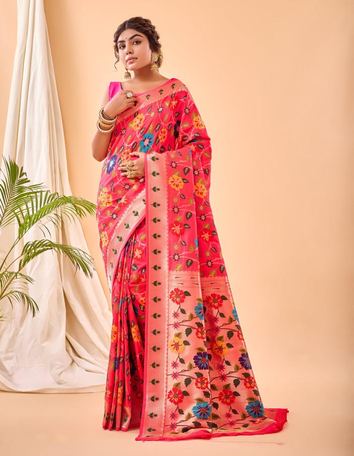 Pink Paithani Silk Saree